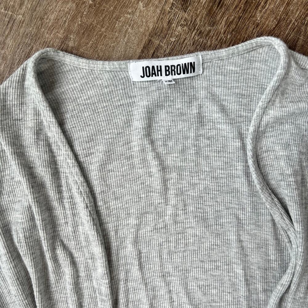 Joah Brown Long Double Slit Ribbed Gray Cardigan - Picture 5 of 5